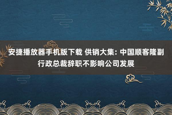 安捷播放器手机版下载 供销大集: 中国顺客隆副行政总裁辞职不影响公司发展