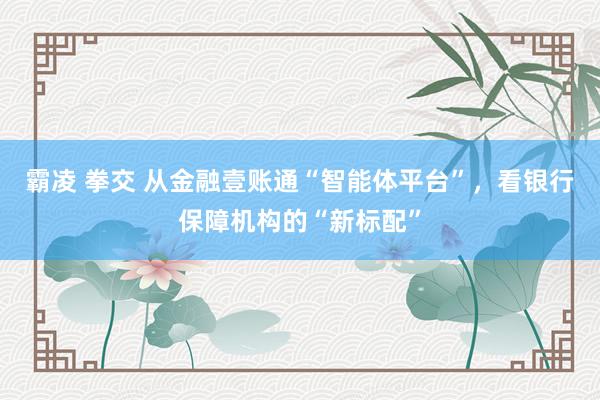 霸凌 拳交 从金融壹账通“智能体平台”，看银行保障机构的“新标配”