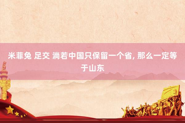 米菲兔 足交 淌若中国只保留一个省， 那么一定等于山东